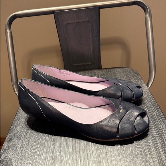 J. Jill Navy Peep-Toe Flats Size 6 - Picture 1 of 12
